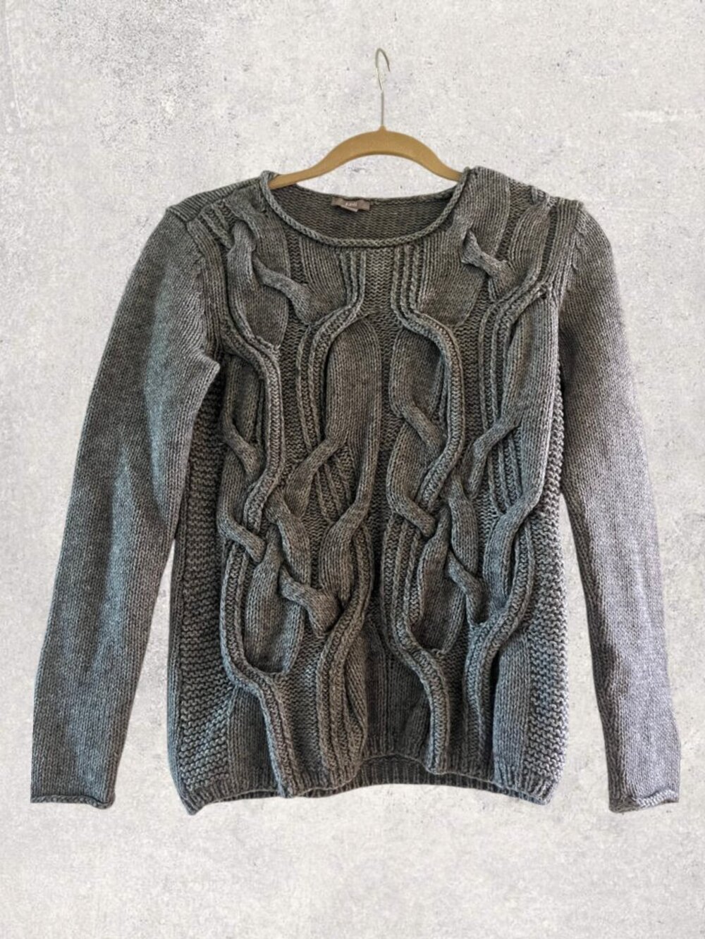 J.Jill Grey Textured Cable-Knit Pullover Sweater